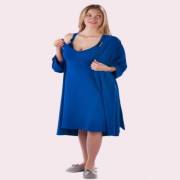 Chezmam 4569 Renkli Pamuk Sabahlık / Mavi / Standart