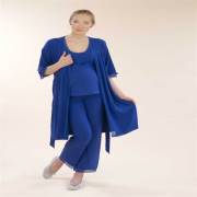 Chezmam 4709 Dantelli Viskon / Koton Sabahlık - Mavi