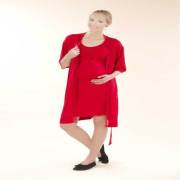 Chezmam 4709 Dantelli Viskon / Koton Sabahlık - Kırmızı