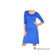 Chezmam 4707 Dantelli Uzun Kollu Emzirme Gecelik / Koyu Mavi / S