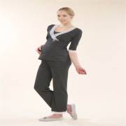 Chezmam 4708 Dantelli Yarım Kollu Emzirme Pijama / Koyu Füme / M