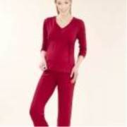 Chezmam 4713 V Yaka Yarım Kollu Spor Emzirme Pijama (Viskon) / Bordo / 2(M)