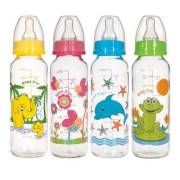 Bebedor Desenli Cam Biberon 250ml- Yavaş Akış Biberon Emziği Hediyeli