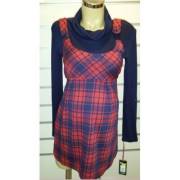 Hell Klar Degaje Yaka Ekose Kuşaklı Tunik 38 beden