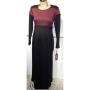 Hell Klar Deri Kombinli Uzun Hamile Elbise Bordo-Siyah 40 beden