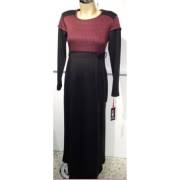 Hell Klar Deri Kombinli Uzun Hamile Elbise Bordo-Siyah 44 Beden