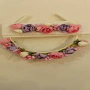 Bibi & Mimi Renli Çiçekli Anne-Kız Taç Set