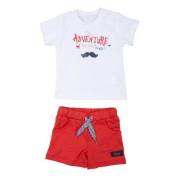 Bebepan Adventure Şort Tshirt Tk Beyaz/Nar Çiçeği 9-12 Ay