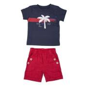 Bebepan Adventure Ketenşort Tshirttk Bordo/Lacivert 6-9 Ay