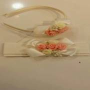 Bibi & Mimi 1012 Pembe Beyaz Güllü Anne Kız Tacı