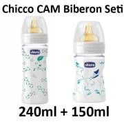 Chicco Desenli Cam Biberon Kauçuk 240ml + 150ml - Erkek