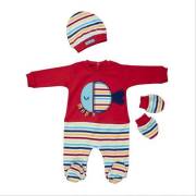 Bebepan 1694 Mr. Fish Ringel 3 lü Takım Kırmızı/Ringel 0-3 Ay