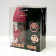 Suavinex Haute Couture Genis Agiz Biberon 270 Ml. Silikon Uç + Emzik Zinciri +  0-4 Ay Emzik (Kız) 