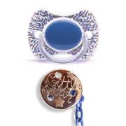 Suavinex Premium Silikon Emzik +4 Ay + Emzik Zinciri Mavi