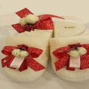 Limissi Beyaz Çiçekli Kalpli Kurdeleli Hamile Taç - Terlik Set