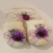 Limissi Lila Çiçekli Lila Kurdeleli Hamile Taç - Terlik Set