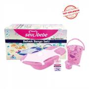 Sevi Bebe Şeffaf Desenli Giderli Bebek Banyo Seti - Pembe