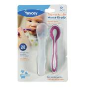 Mycey Taşıma Kutulu Yumuşak Uçlu Mama Kaşığı - Pembe