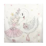 Sevi Bebe Pano Baskılı Muslin Battaniye (120x120 cm) - Kuğu