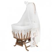 Bebetti 400M Otantik Geniş Güpürlü Beşik+Tekstil Seti Meşe