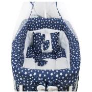 Bebetti 010-L Kristal Fiyonklu Beşik Tekstil+Beşik Seti Lacivert