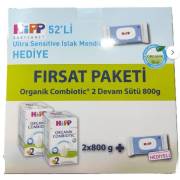 Hipp 2 Organic Combiotic Devam Sütü 2x800 gr + Islak Mendil Hediyeli Fırsat Paketi