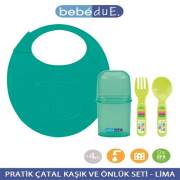 Bebedue Pratik Çatal Kaşık Önlük Seti - Lima