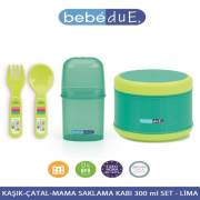 Bebedue Kaşık Çatal Mama Saklama Kabı 300 ML - Yeşil