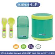 Bebedue Kaşık Çatal Mama Saklama Kabı 500 ML - Yeşil