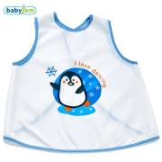 Babyjem Yeni Poli Muşamba Önlük Beyaz/Mavi Biye