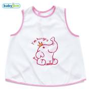 Babyjem Yeni Poli Muşamba Önlük Beyaz/ Pembe Biye