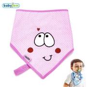 Babyjem Fular Önlük Emzik Tutacaklı Pembe Gülen Surat