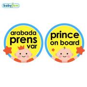 Babyjem Araba Cam Yazısı Arabada Prens Var Mavi