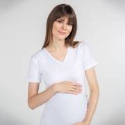 Funna Mamma 7605 V-Yaka Hamile T-Shirt - Antonia - Beyaz / XL Beden