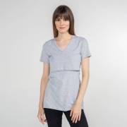 Funna Mamma 7646 V-Yaka Emzirme T-Shirt - Nora - Gri / S Beden