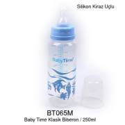 BabyTime Silikon Kiraz Uçlu Klasik Biberon 250ml - Mavi