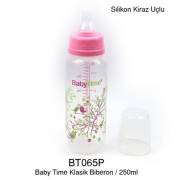 BabyTime Silikon Kiraz Uçlu Klasik Biberon 250ml - Pembe