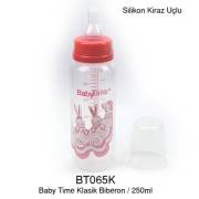 BabyTime Silikon Kiraz Uçlu Klasik Biberon 250ml - Kırmızı