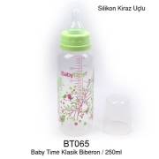 BabyTime Silikon Kiraz Uçlu Klasik Biberon 250ml - Yeşil