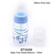 BabyTime Silikon Kiraz Uçlu Klasik Biberon 150ml - Mavi