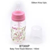 BabyTime Silikon Kiraz Uçlu Klasik Biberon 150ml - Pembe