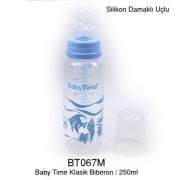 BabyTime Silikon Damaklı Klasik Biberon 250ml - Mavi