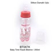 BabyTime Silikon Damaklı Klasik Biberon 250ml - Kırmızı