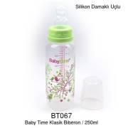 BabyTime Silikon Damaklı Klasik Biberon 250ml - Yeşil
