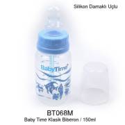 BabyTime Silikon Damaklı Klasik Biberon 150ml - Mavi