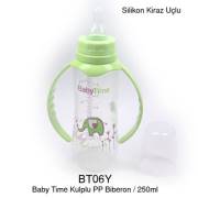 Babytime Silikon Kiraz Uçlu Kulplu Biberon 250ml - Yeşil