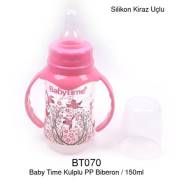 Babytime Silikon Kiraz Uçlu Kulplu Biberon 150ml - Pembe