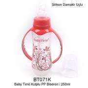 Babytime Silikon Damaklı Kulplu Biberon 250ml - Kırmızı