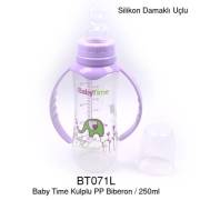 Babytime Silikon Damaklı Kulplu Biberon 250ml - Lila