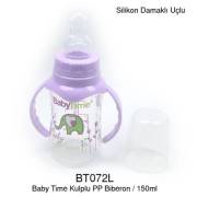 Babytime Silikon Damaklı Kulplu Biberon 150ml - Lila